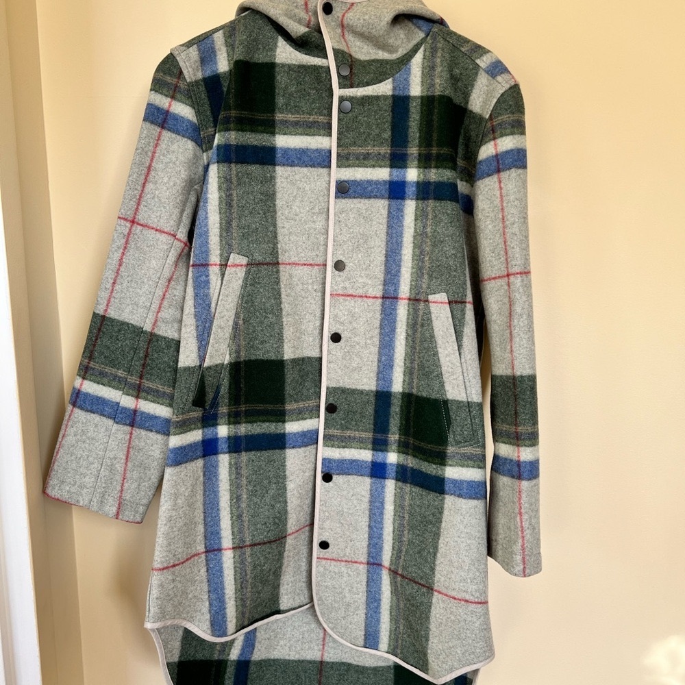 Tim Coppens Wool Plaid Jacket w/hood Unisex Sz- Medium